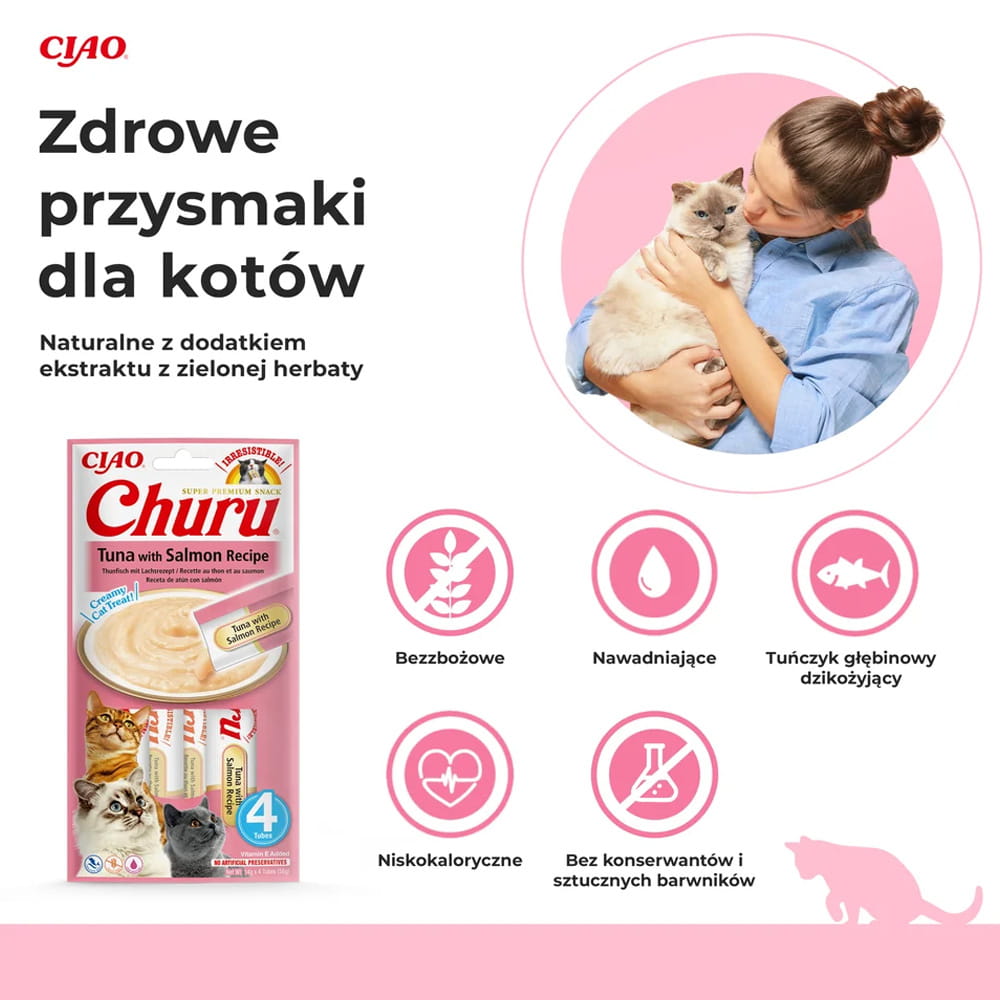 Inaba Churu Przysmak dla Kota Tuńczyk z Łososiem 4x14g ZESTAW 4op